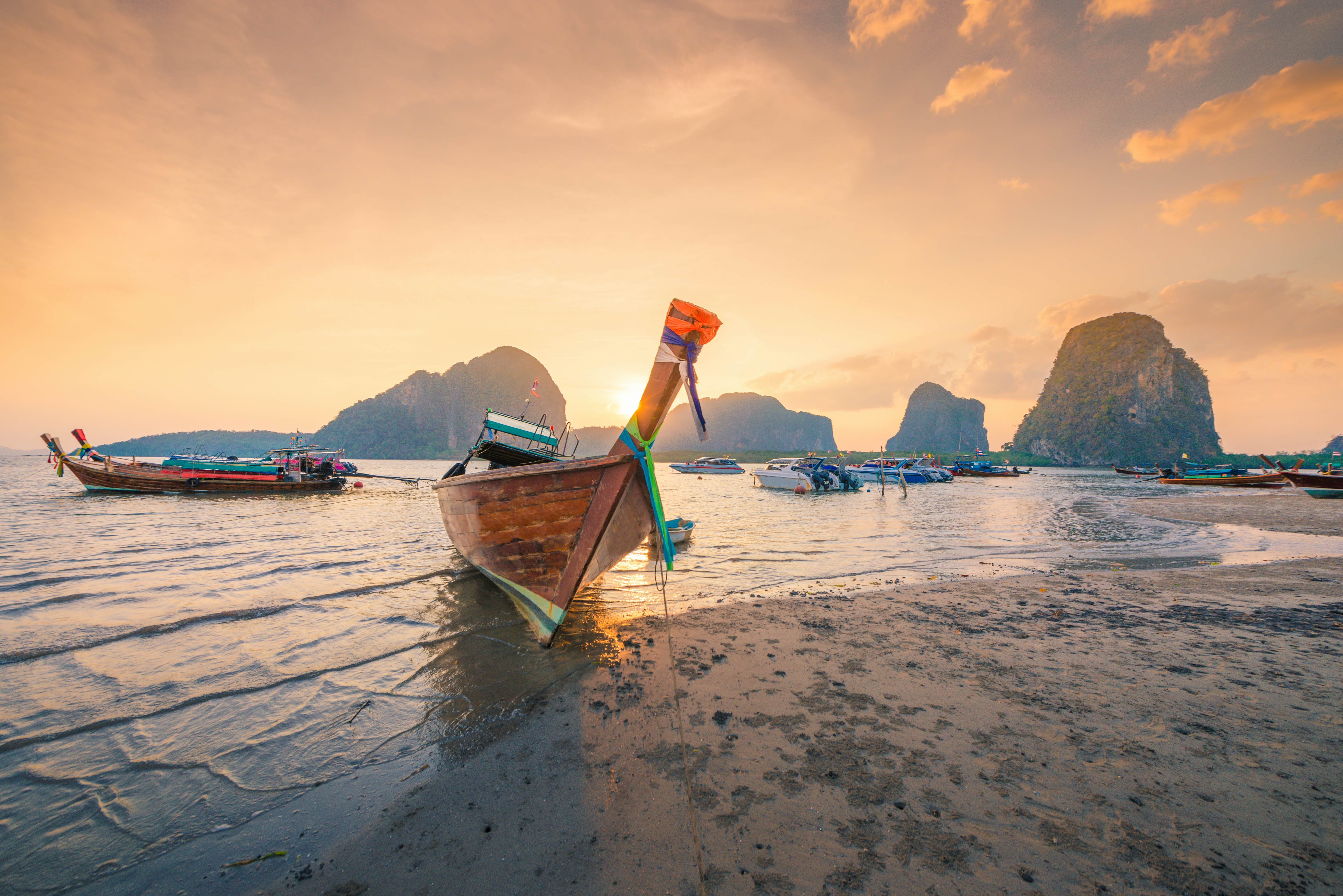 Beautiful sunset at tropical beach in asia thailand